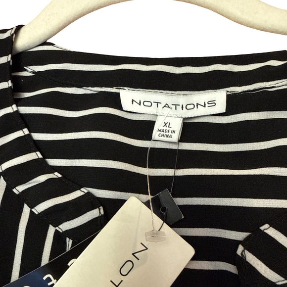 Notations Black and White Striped Button Down Shirt - Picture 3 of 3